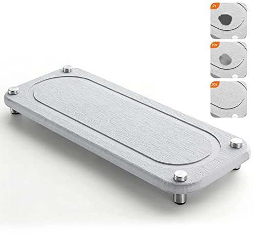 Aoipend Home Sink Caddy, Instant Dry Bathroom Sink Organizer, Fast Drying Diatomaceous Earth Stone Sink Tray Dish for Soap Sponge Holder Toothbrush Cup, Stainless Steel Feet with Bottom Light Grey