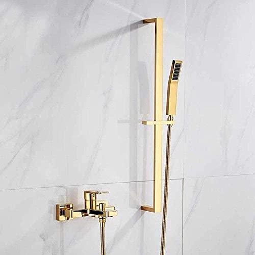 JUNNIU Sistema Doccia Miscelatore Doccia Dorato Miscelatore monocomando per Doccia Rubinetto per Doccia a Parete in Ottone Rubinetto per Doccia con Staffa Cromo B-Golden_B. Decoration