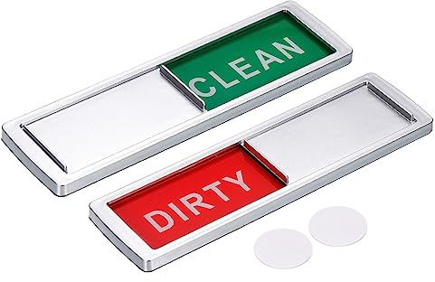 sourcing map Dishwasher Magnet Clean Dirty Sign Silver Framed Rectangle Red-Green,Optional Gum,Magnetic for Dishwasher Kitchen Accessories Indication