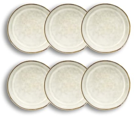 OGO LIVING - Lot de 6 assiettes coupes boral 20cm beige clair en grès - 2614753