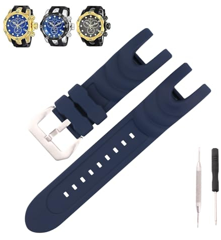 MMBAY Ersatz-Uhrenarmbänder aus Gummi, 26 mm, passend für Invicta Reserve Collection Venom 5732, 1219, 6118, 6117, 6105, 6116, 6110, 14467, 16149, 18535, Silikon-Armband für Damen und Herren,