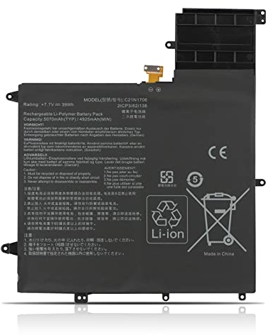 C21N1706 Batterie pour ASUS ZenBook Flip S UX370 UX370U UX370UA UX370UAF UX370UAR UX370F UX370UA-C4283T-OSS UX370UA-C4238T UX370UA-C4241T UX370UA-C4372T UX370UA-C4207T UX370UA-C4201T 0B200-02420200