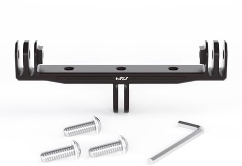 HSU Aluminum Dual Twin Mount Adapter (Extension) for GoPro Hero 12/11/10/9/8/7/6/5/4 DJI Omso Action AKASO Campark and Other Action Cameras