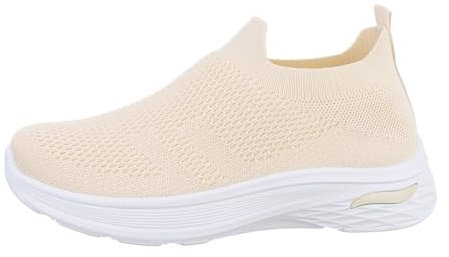 Ital Design Damen Low-Top Sneaker mit Flacher Sohle, runde Spitze, Beige, Gr. 37