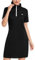 JINSHI Women's Polo Dress, Shirt Stretch Golf Tennis Workout Athletic Dress Short Sleeve Casual Sports Dresses Ladies with Pockets Black Size M