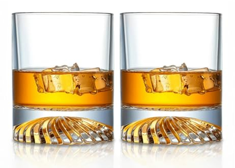 LEKUNI Vasos Whisky Cristal Set Of 2, 340ml Vasos De Whisky, Regalos Para Hombre Para Hombres Y Mujeres Que Beben Bourbon Escocés, Cócteles, Ron, Coñac, Vodka En El Bar De Casa