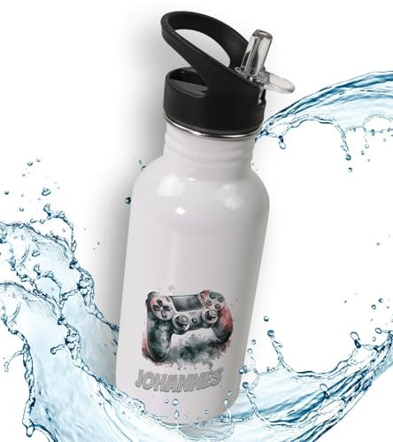 timalo® Trinkflasche für Kinder personalisiert mit Namen | auslaufsichere Edelstahl Sportflasche Kindergarten Schule Geschenk für Jungen und Mädchen 600mL | Controller