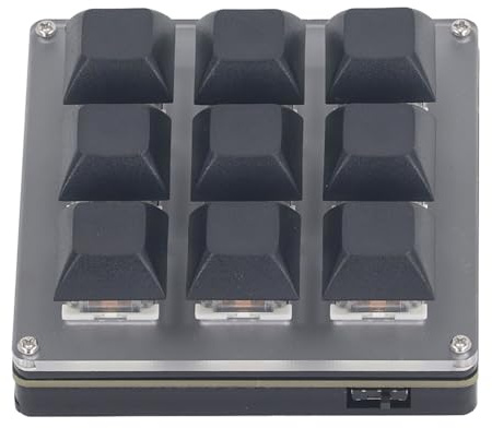 Fockety Mechanische Tastatur, 2.4G USB Typ C Bluetooth 9 Tasten Gaming-Tastatur Automatischer Ruhezustand Einhändig programmierbar Tragbare Makro-Tastatur für Gaming, Büro, Musik, Medien