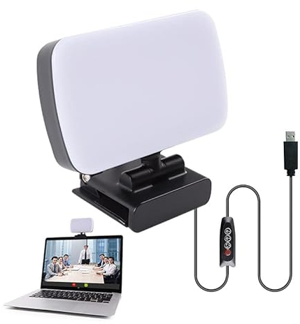 Video Conference Light Kit, Clip- on Laptop Light with 10- Level Brightness ＆ 3 Dimmable Colours, Webcam Zoom Meeting Light for Online Meeting Live Streaming