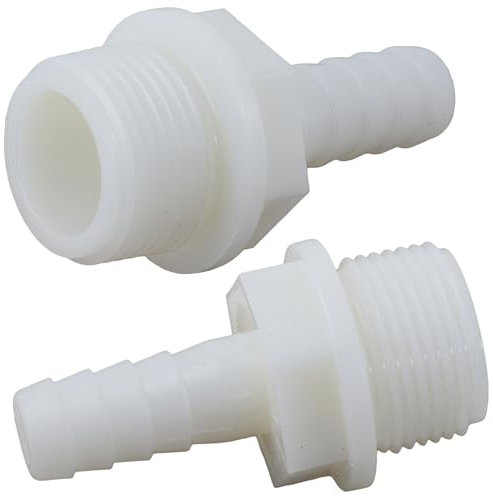 AERZETIX - C75008 - Lot de 2 Raccords mâles cannelés droits 3/4'' x Ø13 mm à visser - filetage externe - adaptateur connecteur système circuit d'irrigation arrosage - en polyamide - couleur blanc