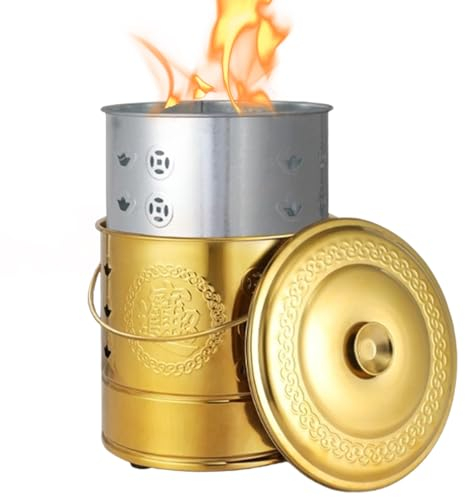 Feuerkorb, Feuertonne Für den Garten, Metalltonne for Verbrennen Mit Innenhalterung und Tragegriff, feuerfass for Holz, Müll, Laub, Pappe