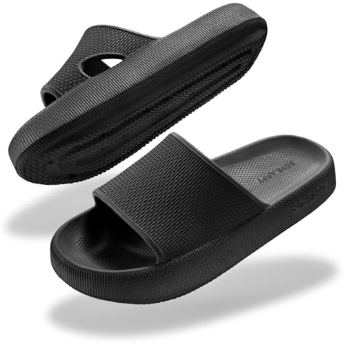 SCHLAPPY™ Original Badeschuhe für Damen&Herren, Badelatschen&Wolkenschuhe 100% Plastikfrei, Wasserfest&rutschfest (Schwarz, EU Schuhgrößensystem, Erwachsene, Numerisch (von/bis), M, 38, 39)