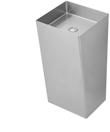 Lavandino con Piedistallo Lavabo da Bagno Moderno da Terra, Lavabo a Colonna in Acciaio Inossidabile in Un Pezzo, Lavabo da Bagno con Piedistallo Quadrato Combinato con Kit di Scarico, Rubinetto Opzio