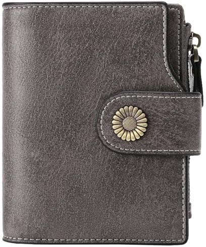 SENDEFN Portemonnaie Damen Echtleder, Bifold Compact RFID-Blockierung Geldbeutel Damen, Geldbörse Damen mit 16 Kartenfächern und 1 Reißverschlussfach