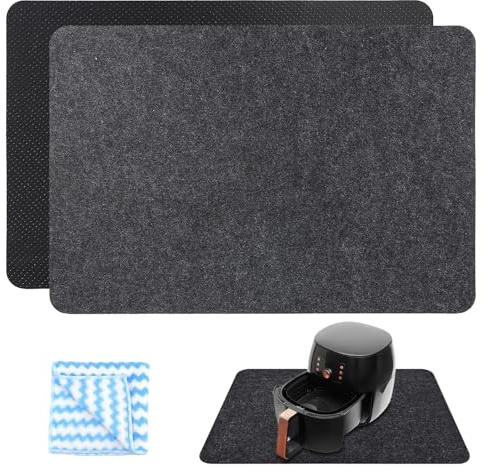 Hitzebeständige Unterlage, 2 Stück Feuerfeste Unterlage mit 1 Stück Lappen, Hitzebeständige Matte, Brandschutzdecke für Kaffeemaschine, Mixer, Luftfritteuse, Teelichtofen, Teelichtheizung, 30 * 45cm