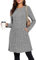 SENBATU Pulloverkleid Damen Langarm Winterkleid Seitliche Knöpfe Kleider mit Taschen Hellgrau XX-Large