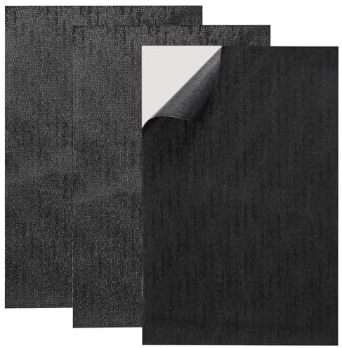 3Pcs Canvas Repair Patch, 8×12 Inch Canvas Repair Tape, Waterproof Self-Adhesive Fabric Repair Patch for Tents, Boat Cover, Pop Up Canopy, Patio, Bags, Cover (Black)