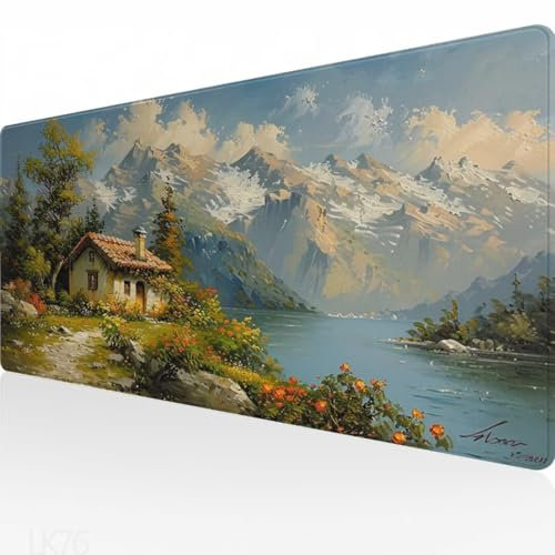 Tapis de Souris forêt Gaming Tapis de Souris maisons, Grand Tapis de Souris XXL 900x300x3mm,Texturée Résistant à Usure Lavable,Tapis de Souris Caoutchouc antidérapant,pour Gamer et Bureau Maison Y5-76