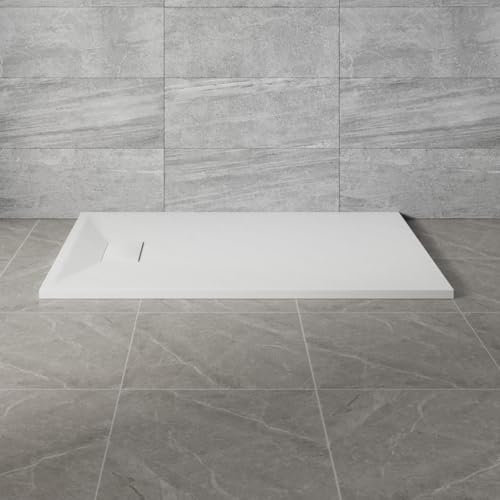 NRG 1300x800mm White SMC Rectangle Shower Tray Slip-Resistance Bathroom Shower Enclosure Base Tray