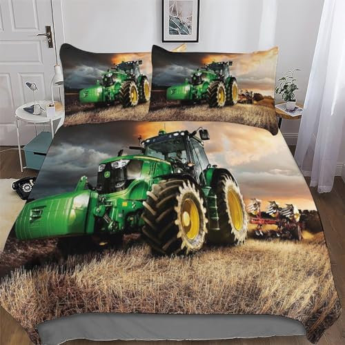 AAPZY Traktor Bettwäsche & Kissenbezug - Bettbezüge Aus Atmungsaktivem Mikrofaser, Superweiches Bettbezug Set 2teilig, Angenehme Bettdeckenbezug Single (135x200cm)