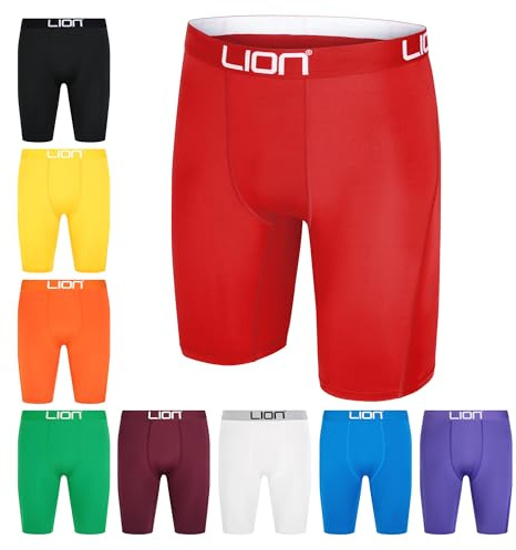 LION SPORTSWEAR Kompressionsshorts für Fußball & Sport – Mehrzweck-Basisschicht für Herren und Kinder, ideal für Fitnessstudio, Training und Laufen, rot, L