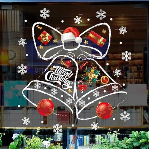 Weihnachtsglocken Fensterbilder Weihnachten Deko PVC Statische Fensterfolie Weihnachts Fensterbilder Winter Fenstersticker Weihnachtsdeko Fenster Deko Fensterfolien Fensterdeko Christmas Decorations