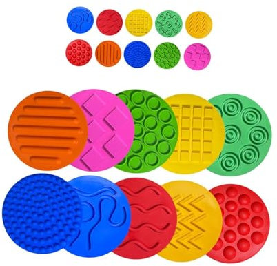 20 Piezas de Tapetes Sensoriales de Silicona, Tapete de Discos Sensoriales para Niños