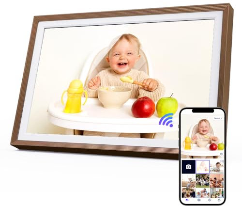 Digitaler Bilderrahmen 32GB 10,1 Zoll WLAN Touchscreen Digitaler Fotorahmen HD 1280x800 IPS, Automatische Rotation,Teilen Sie Fotos jederzeit und überall über die Frameo/Uhale-App,Bronze