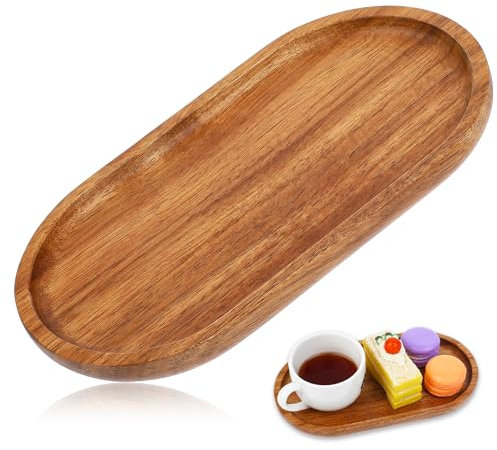 YQQYG 19 * 10.5cm Oval Acacia Wood Charcuterie Tray, Handmade Solid Wood Tea Tray for Display Fruit Snacks Appetizer Sushi Food Decor Platter