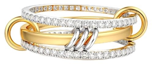 Dochais Gold Silber Ring Damen 18k Vergoldete Wasserfest Goldene Ringe Set Stapelbar Verlobungsring Eheringe Statement Daumenring Fingerring Hypoallergene für Frauen Herren Schmuck Größe 52-65
