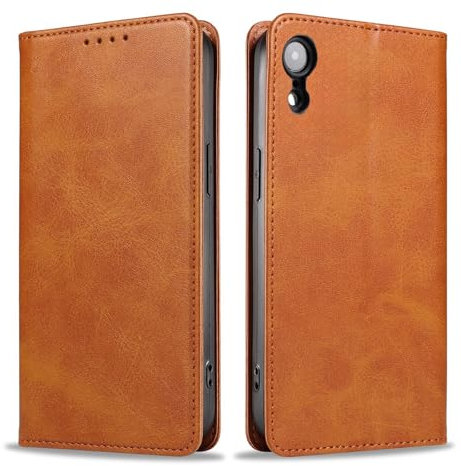 LBH Handyhülle Smartphone-Hülle für Apple iPhone XR Klapphülle Magnetverschluss Kartenfächer Geldfach Standfunktion Case Etui Rundumschutz Schutzhülle Hellbraun