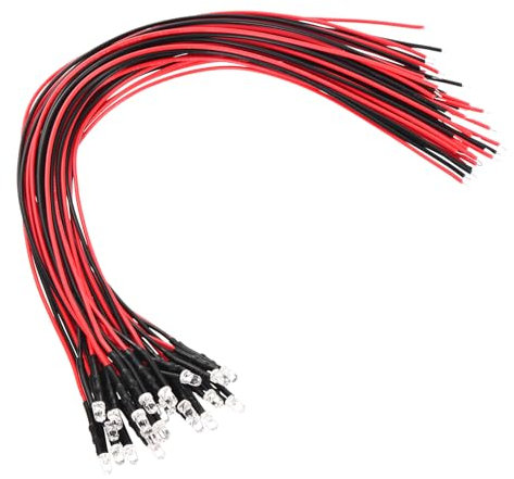 PATIKIL 3mm LED Diode Licht, 24 Stück 3-6V DC Vorverdrahtete Mini LED-Lichter Glühbirne Licht-emittierende Lampe für RC DIY Anzeigebeleuchtung, orangenes Licht