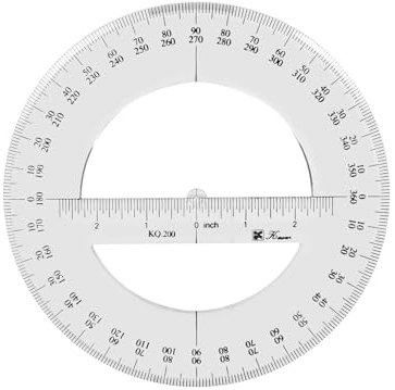 360 Vollkreis-Winkelmesser, 20 cm, Kunststoff, Mathematik-Messwerkzeuge, runde Winkelmesser, Lineal, Vollmittelwinkel, Winkelmesser