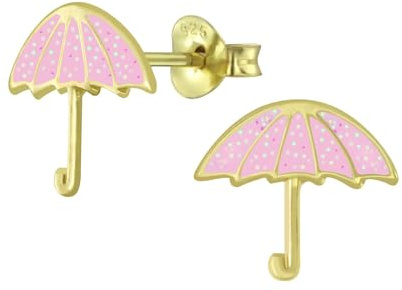 Monkimau Mädchen Ohrringe Umbrella | Ohrstecker aus 925 Sterling Silber | Kinderohrringe hypoallergen