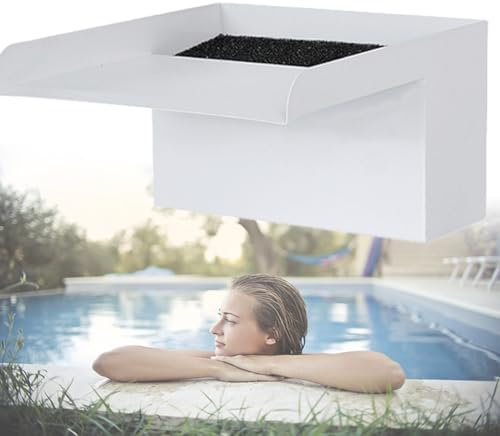 YZRDCXM Ensemble de Cascade et déversoir for Bassin, Fontaine à débordement en Acier Inoxydable, Robinet d'extérieur en Acier Inoxydable avec Base carrée, for piscines, bassins(White)