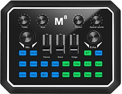 Carte de mixage professionnelle - Effet multi-musique - Régulation des tonalités élevées et basses - Processeur DSP
