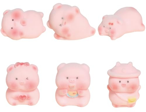 Glücksschweinchen Klein 6 Stück, Glücksbringer Silvester Schweinchen | Neujahrsglücksbringer Schweinchen, Glücksbringer Kleine schweinchen für Statue Ornamente