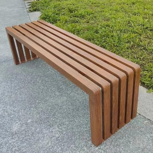 Outdoor-Gartenbänke aus Verzinktem Stahl für 2-3 Personen, Holzmaserung Imitation, Parkbank Ohne Rückenlehne Wetterfest, Tragfähigkeit 500 kg, Latten-Sitzfläche(A,120*40*45cm/47.2*15.7*17.7in)