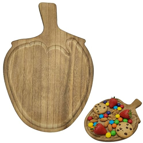 Niuhong Dekoratives Holz Snack Süßigkeiten Tablett Charcuterie Servierschale Deko Obst Nuss Teller Unregelmäßige Dessert Bretter Servieren Holztablett Kreative Obstförmige Serviertablett (erdbeere)