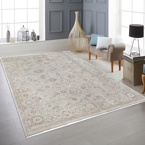 Teppich-Traum Teppich Wohnzimmer Schlafzimmer Blumen-Design klassisch elegant weicher Kurzflor gemütlich pflegeleicht strapazierfähig beige 160 x 230 cm