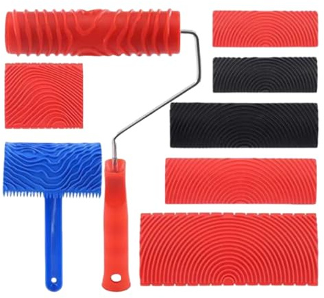 Holzmaserungswerkzeug - 8 Stück Texturverbesserung Maker, Holzmaserung Roller Set zum Malen von Möbeln, Türen, Schränken, Tischen, Theken, Werkstatt, Garage, Keller, Schlafzimmer, Küche