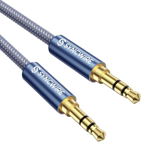 SYNCWIRE 3.5mm Nylon Braided Aux Cable (3.3ft/1m,Hi-Fi Sound), Audio Auxiliary Input Adapter Male to Male AUX Cord for Headphones, Car, Home Stereos, Speaker, iPhone, iPad, iPod & More - Navy Blue