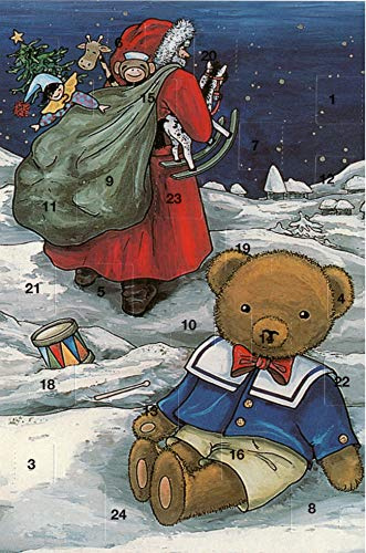 Adventskalenderkarten 5 Stück Nostalgie Weihnachten Grußkarten Goldprägung Kunstkarte Retro Vintage Adventskalenderkarte Weihnachtsmann