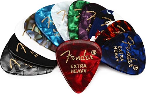Fender© 351 Medley - Púas de celuloide extra pesadas, paquete de 12