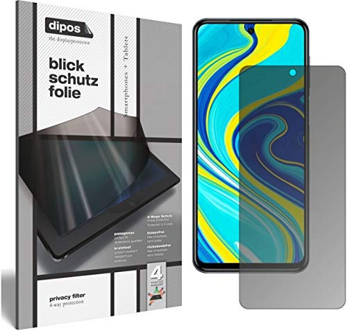 dipos I Sichtschutz-Folie matt kompatibel mit Xiaomi Redmi Note 9 Pro Blickschutzfolie Display-Schutzfolie Privacy-Filter (Kleiner als das Glas, da Dieses gewölbt ist)