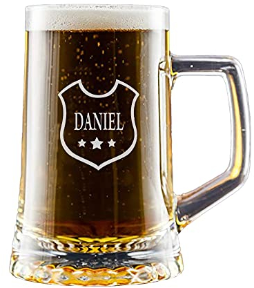 Regalo personalizado: jarra de cerveza grabada su nombre en estuche de cartón.