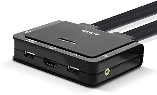LINDY 42347 2 Port HDMI 18G, USB Typ C, USB 2.0 & Audio Cable KVM Switch