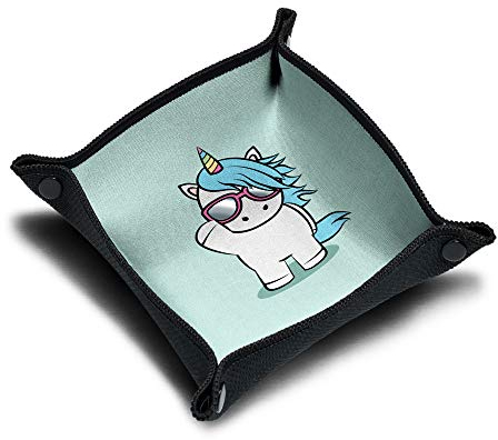 Immersion 335_2020C Würfelteller, Würfelbrett aus Neopren, Würfelschale, Zubehör für Würfelspiele und Gesellschaftspiele, Motiv: Small Hello Unicorn