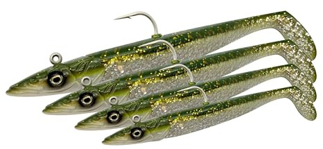 Savage Gear Sandeel V2 - Super realistische Sandaal-Imitation mit lebhafter Kicking Action, Darting Jig Head, ideal für Raubfische im Salzwasser, Hecht, Barsch & Zander White Pearl Silver 14 cm