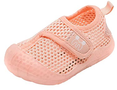 DEBAIJIA Chaussures pour ​Tout-Petits Bébé 3-18M Enfants Baskets Semelle Souple Légér Respirant Antidérapant Garçons Filles 18 EU Rose